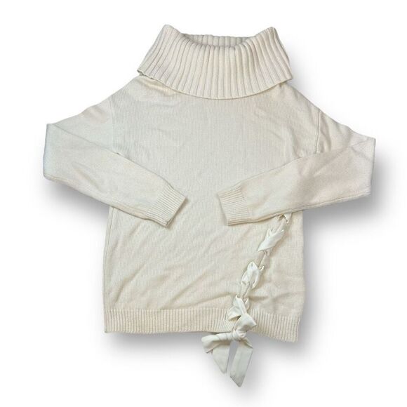 NWT! One Grey Day Nora Cowl Neck lace up sweater - Picture 1 of 6